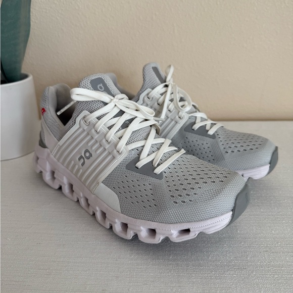 On White and Gray Athletic Sneakers - Picture 3 of 14